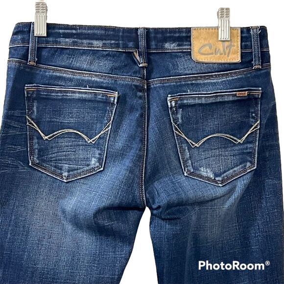 Cult of Individuality Womens Bohemi Boot Cut Distressd Denim Jeans Lo Rise Sz 27 - Picture 2 of 12